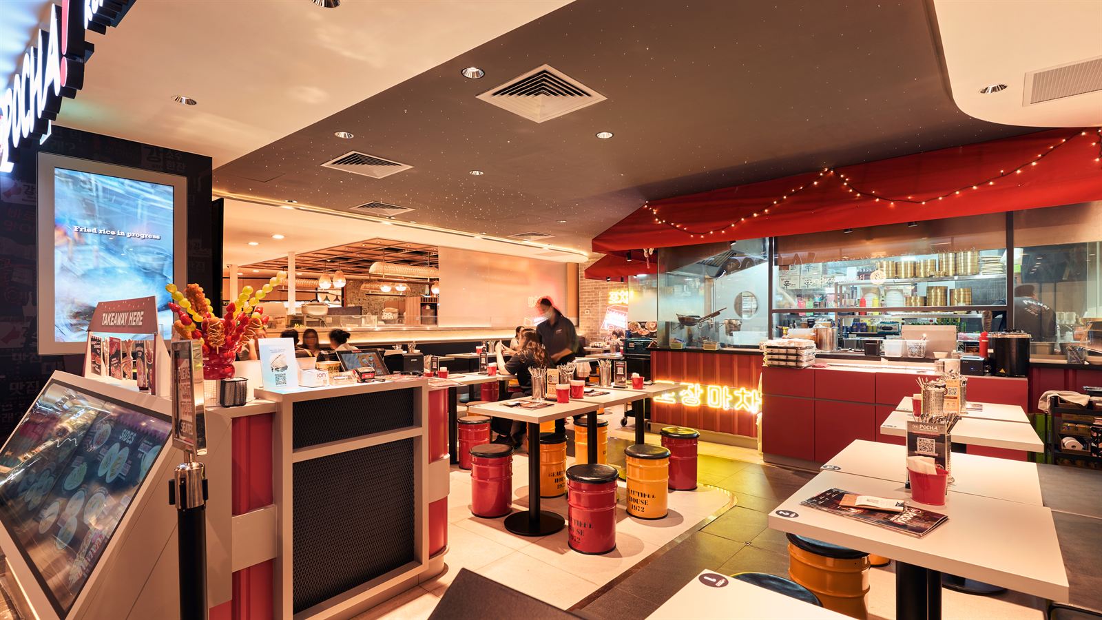Pocha Korean street-food restaurant interior at ION Orchard, fit-out by MD Projects, view 2