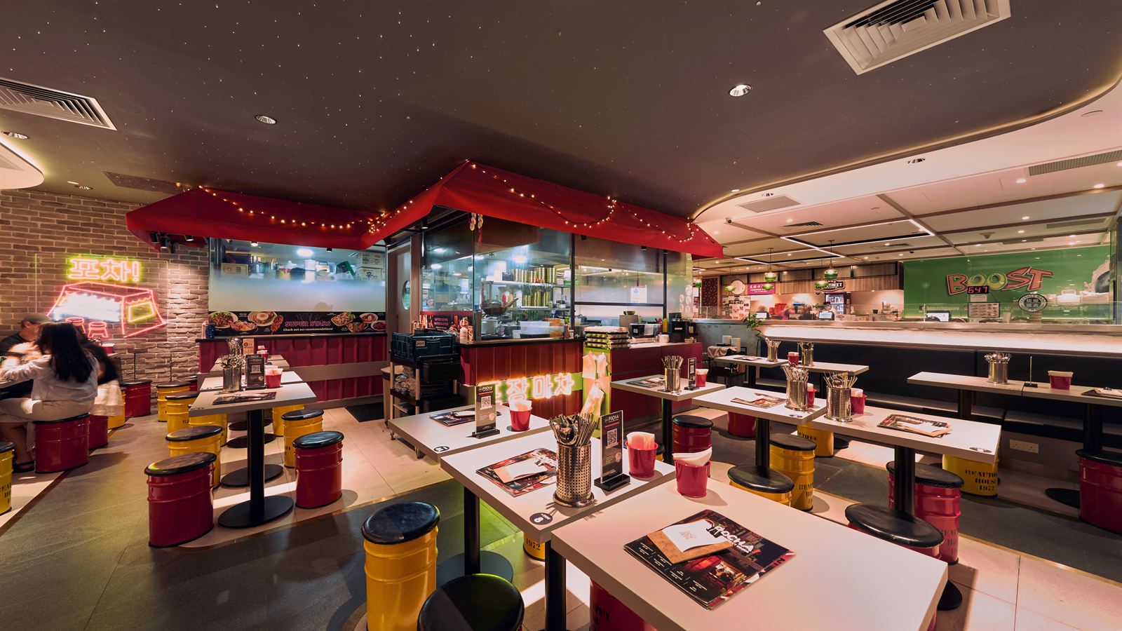 Pocha Korean street-food restaurant interior at ION Orchard, fit-out by MD Projects, view 4