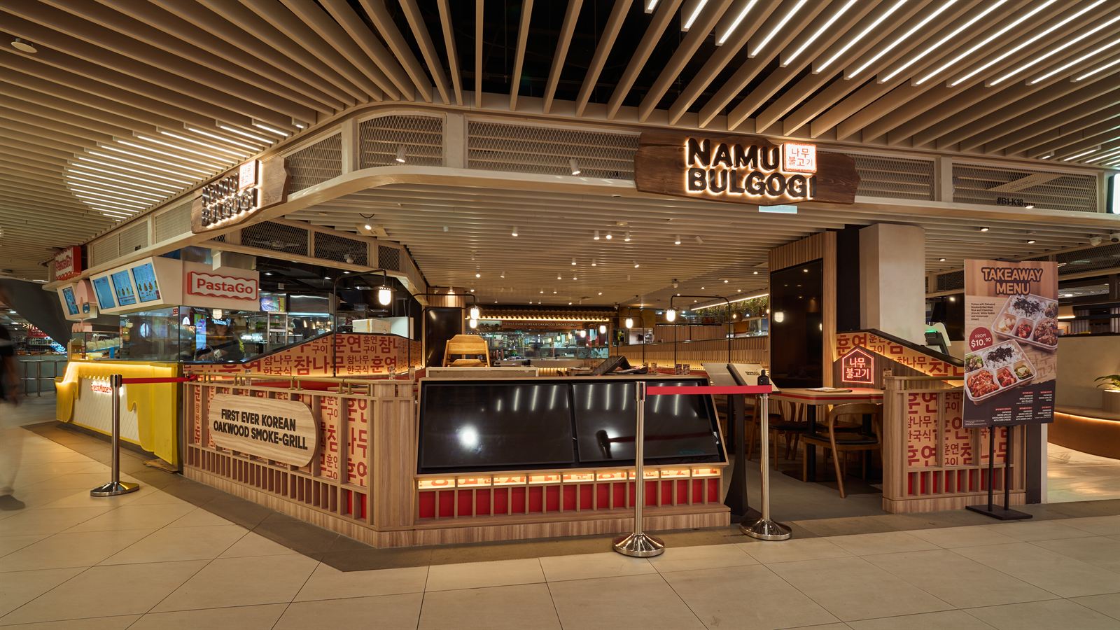 Namu Bulgogi Korean barbecue restaurant interior at Tampines One, fit-out by MD Projects