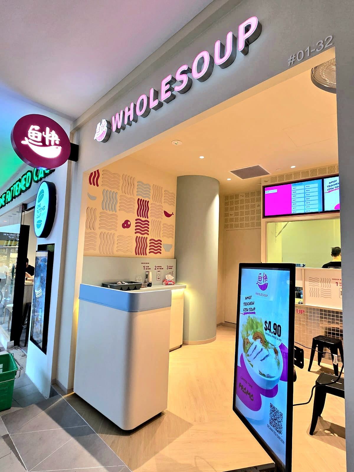 Wholesoup fish soup restaurant interior at Galaxis, fit-out by MD Projects, view 2