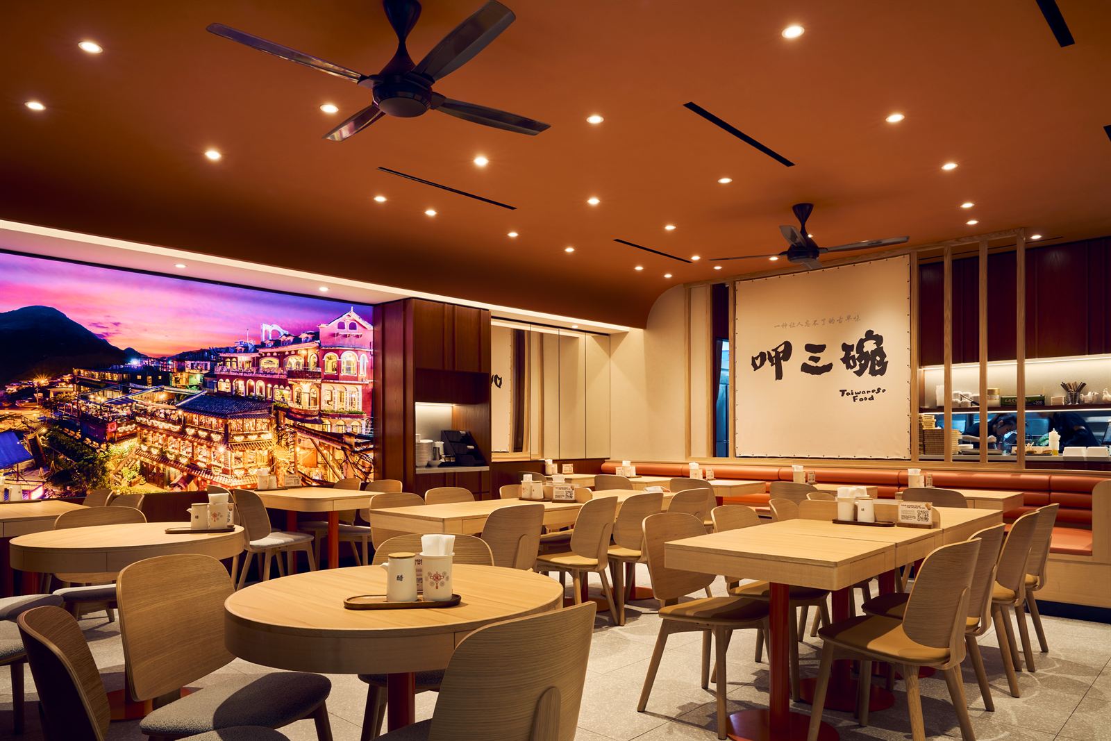 Eat 3 Bowls Taiwanese eatery interior at NEX Serangoon, fit-out by MD Projects, view 2