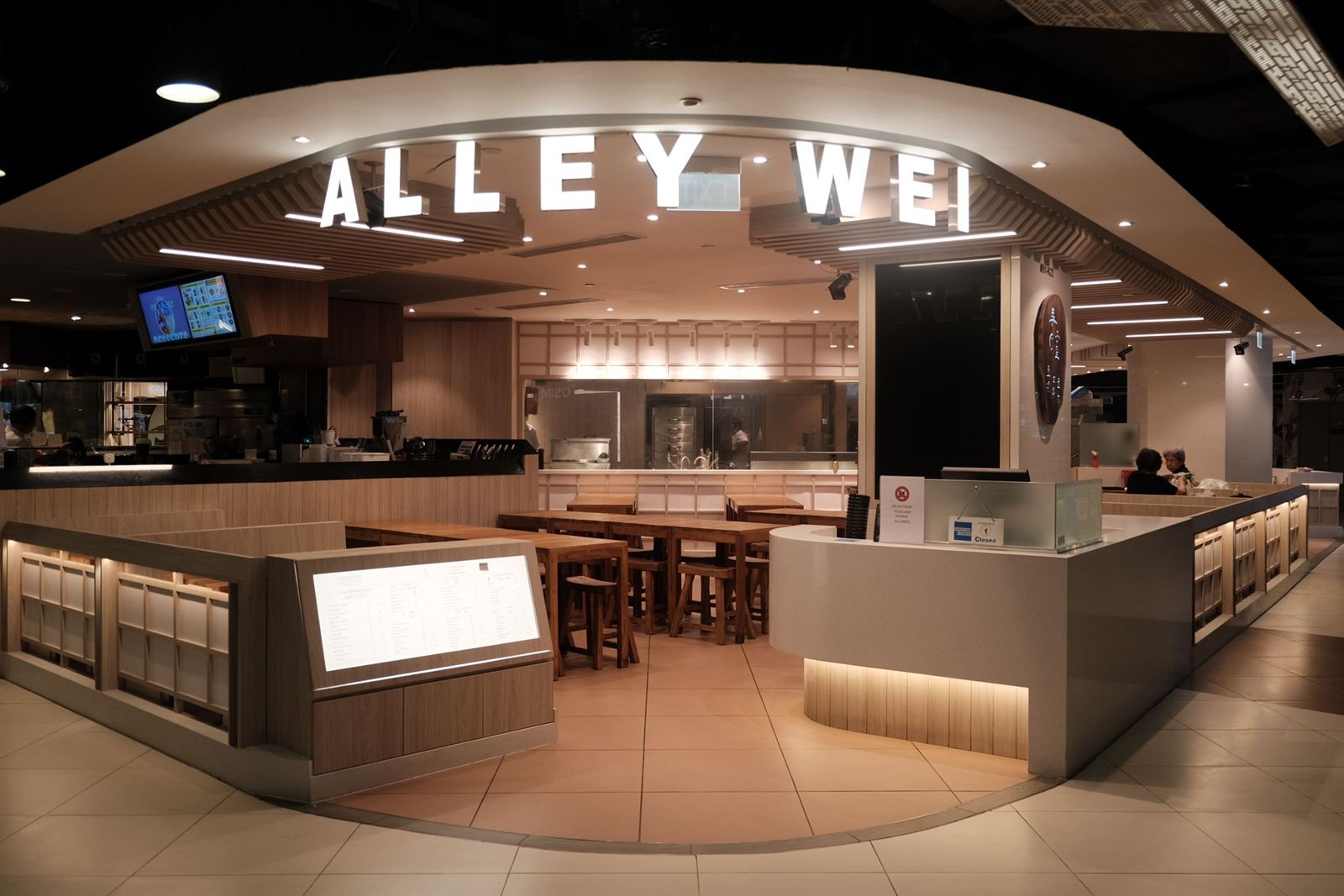 ALLEY WEI noodle restaurant interior at Tampines Mall, fit-out by MD Projects, view 3