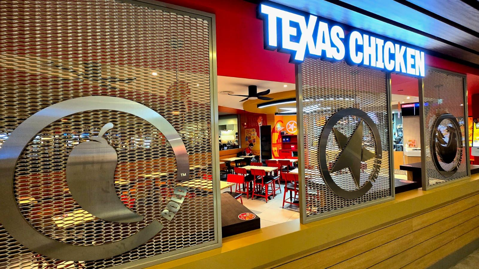 TEXAS CHICKEN fast-casual restaurant interior at Singpost Centre, fit-out by MD Projects