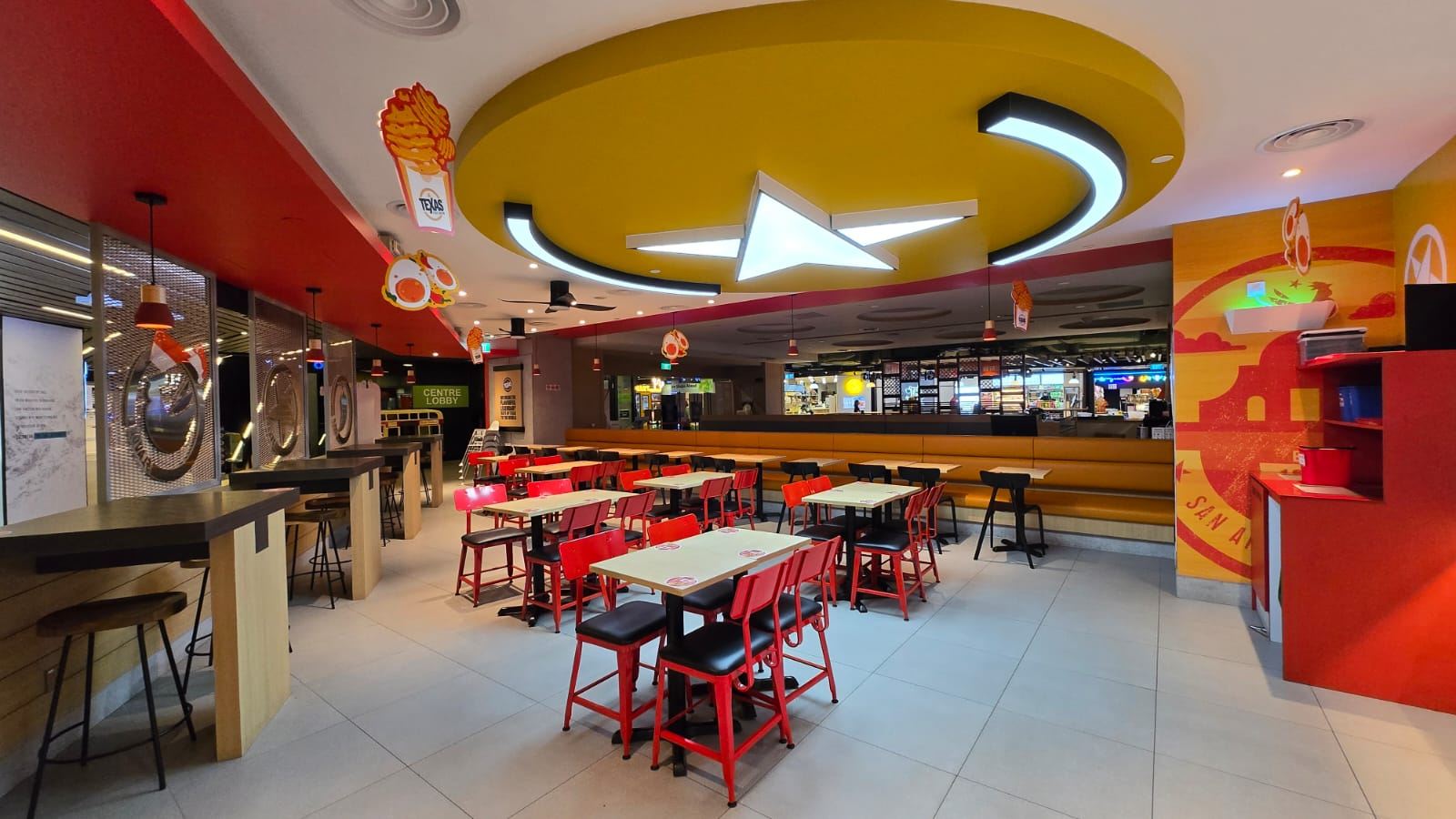 TEXAS CHICKEN fast-casual restaurant interior at Singpost Centre, fit-out by MD Projects, view 4