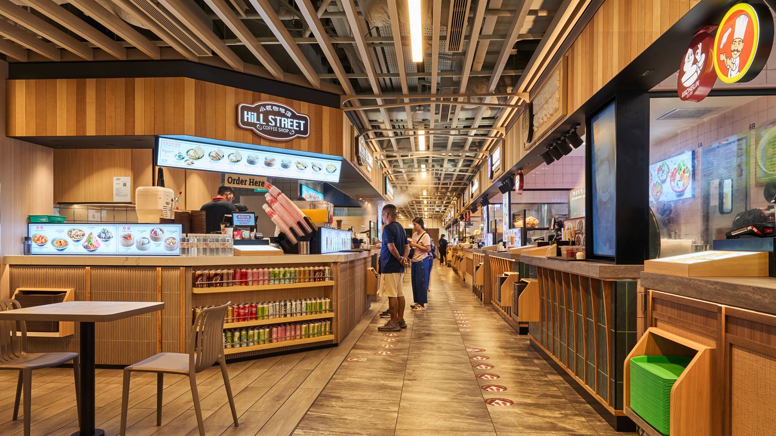 Hawkers' Street hawker food hall interior at Tangs Plaza, fit-out by MD Projects, view 5