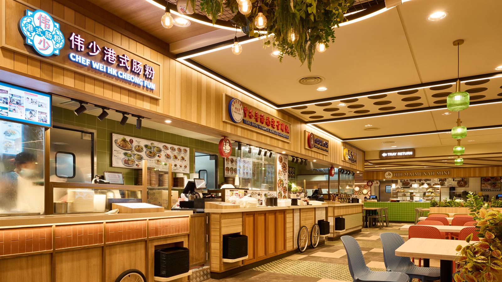 Hawkers' Street hawker food hall interior at The Clementi Mall, fit-out by MD Projects, view 4