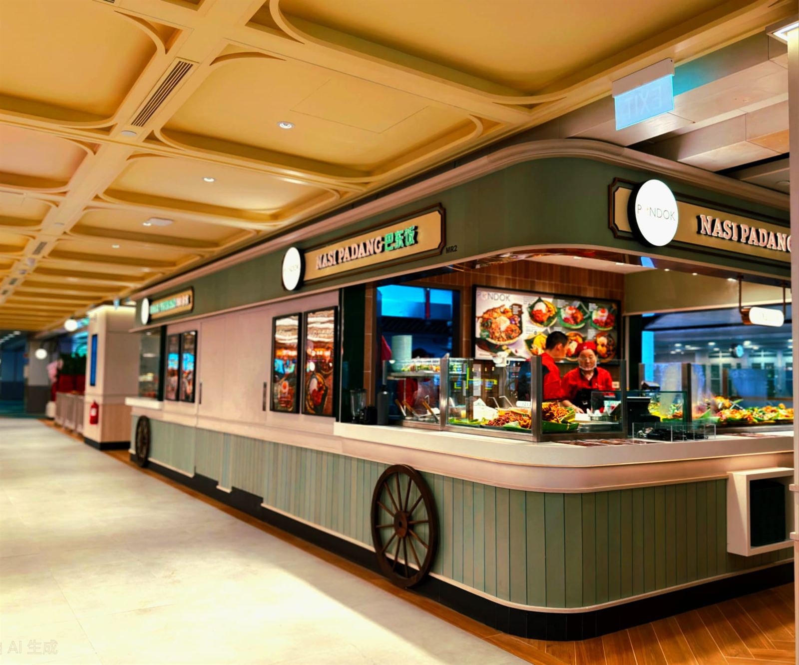 COOKHOUSE BY KOUFU food hall interior at Changi Airport Terminal 2 Transit, fit-out by MD Projects, view 17
