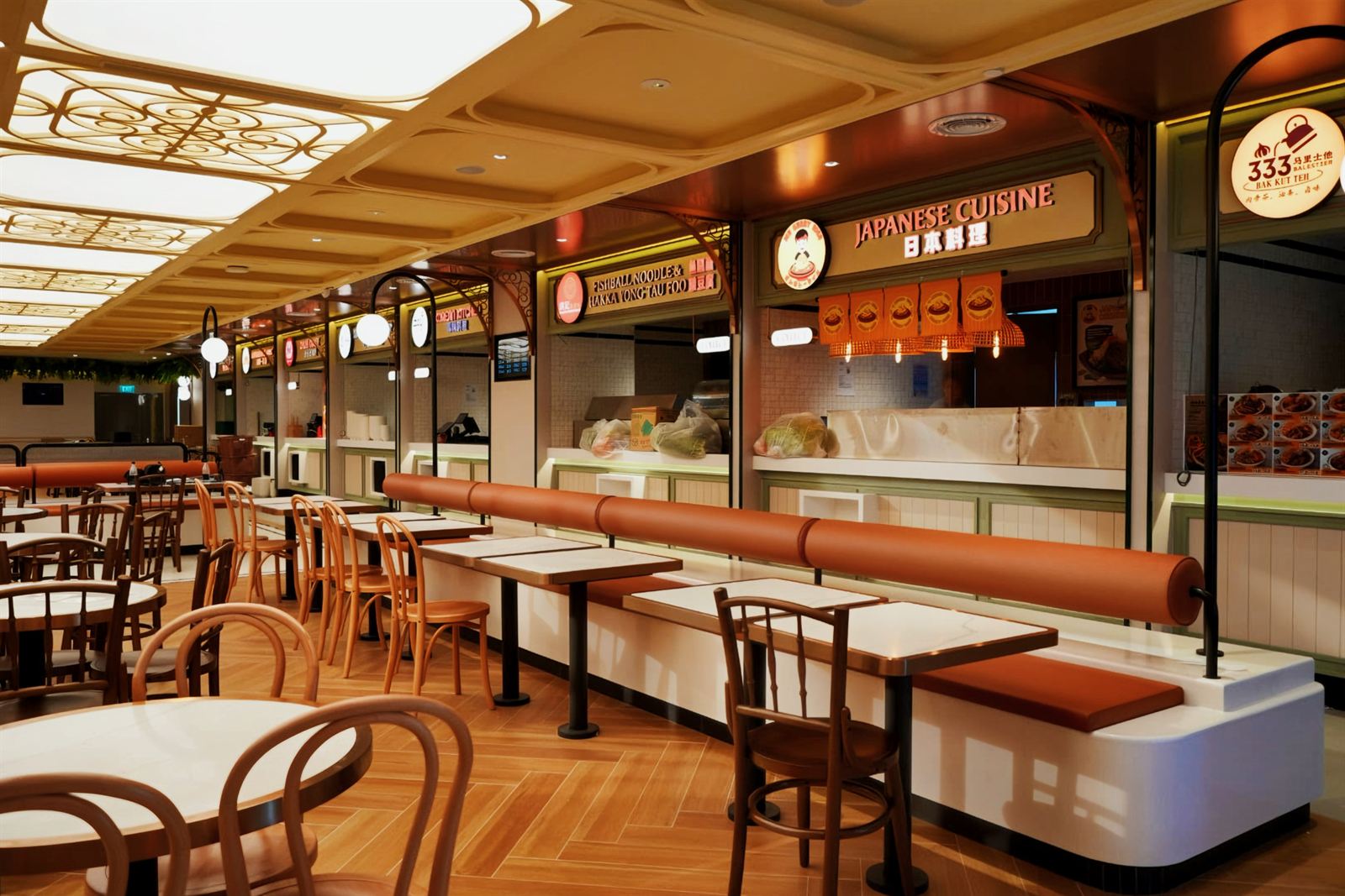COOKHOUSE BY KOUFU food hall interior at Changi Airport Terminal 2 Transit, fit-out by MD Projects, view 6