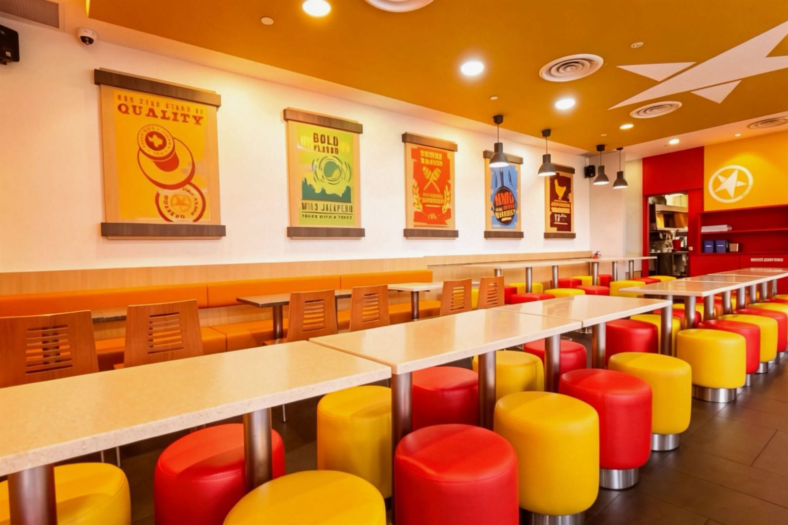 TEXAS CHICKEN fast-casual restaurant interior at NEX Serangoon, fit-out by MD Projects, view 2