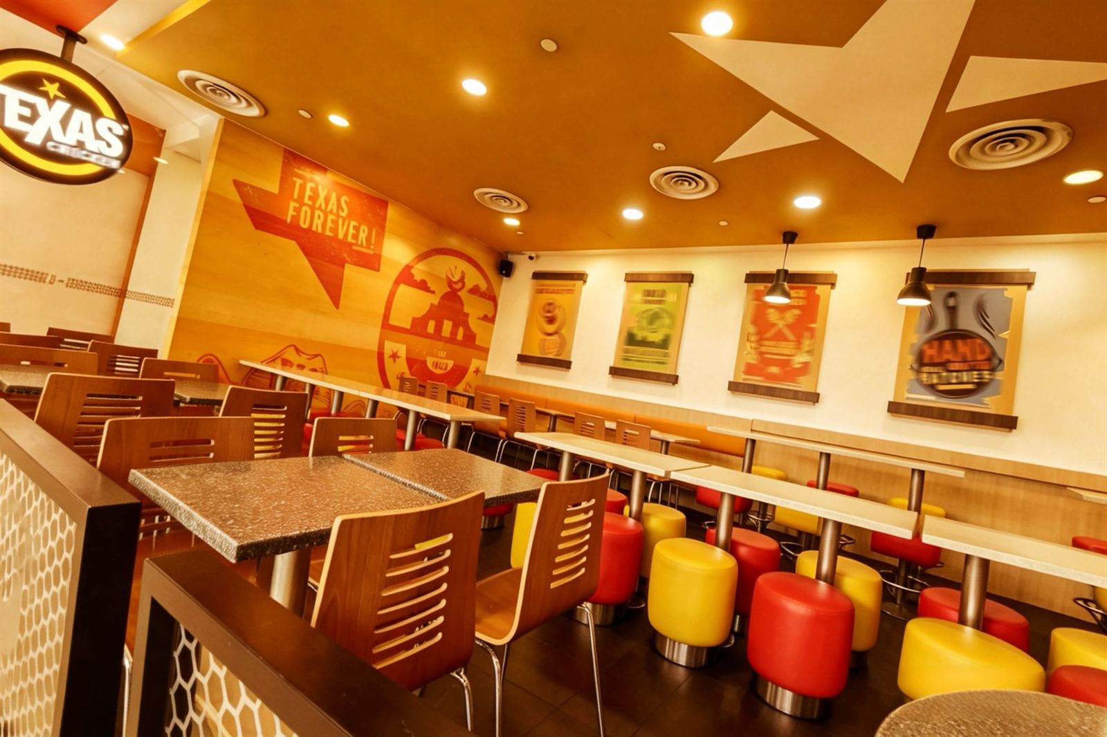 TEXAS CHICKEN fast-casual restaurant interior at NEX Serangoon, fit-out by MD Projects, view 4