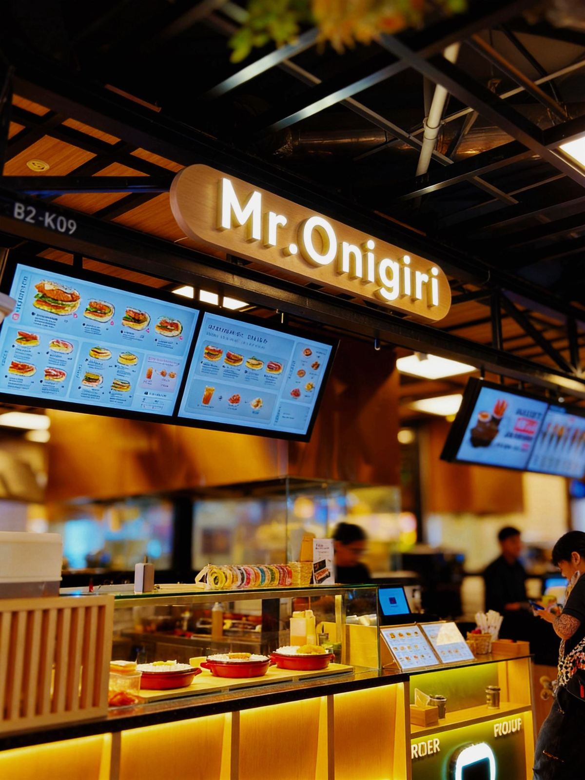 MR. ONIGIRI onigiri shop interior at Funan Mall, fit-out by MD Projects