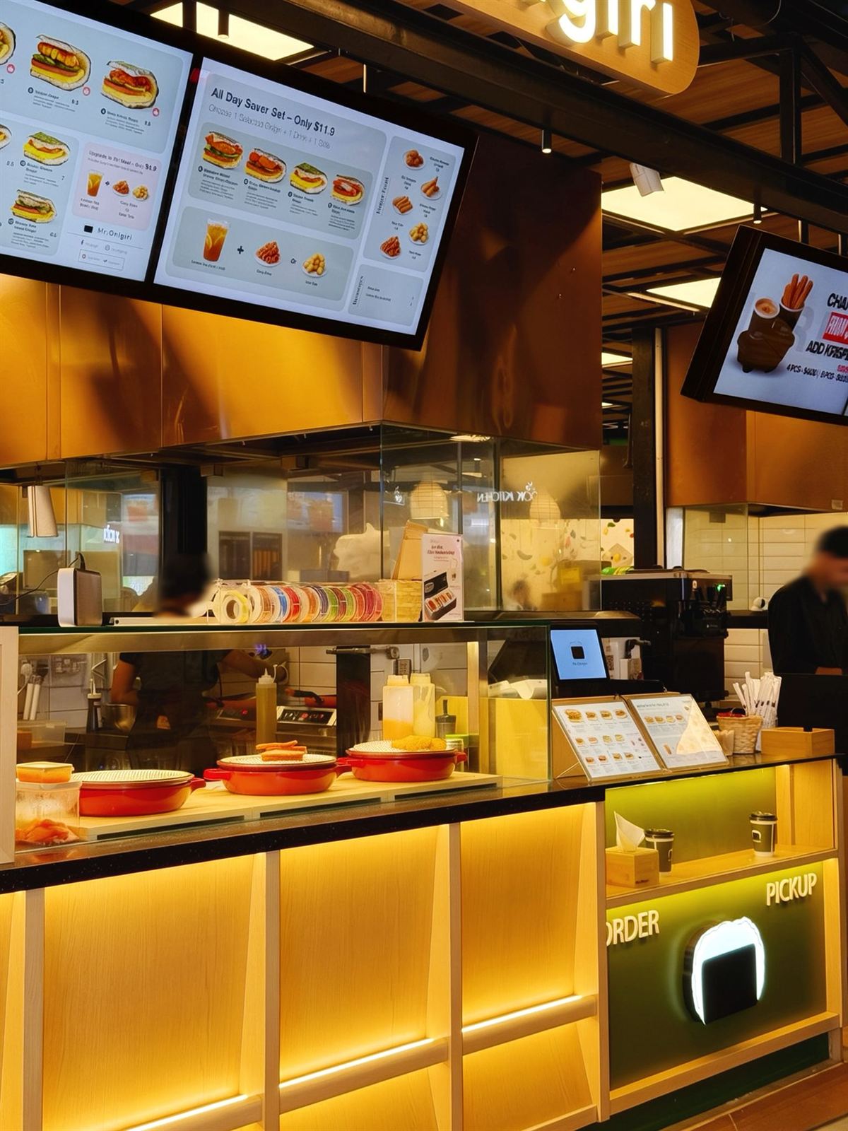 MR. ONIGIRI onigiri shop interior at Funan Mall, fit-out by MD Projects, view 3