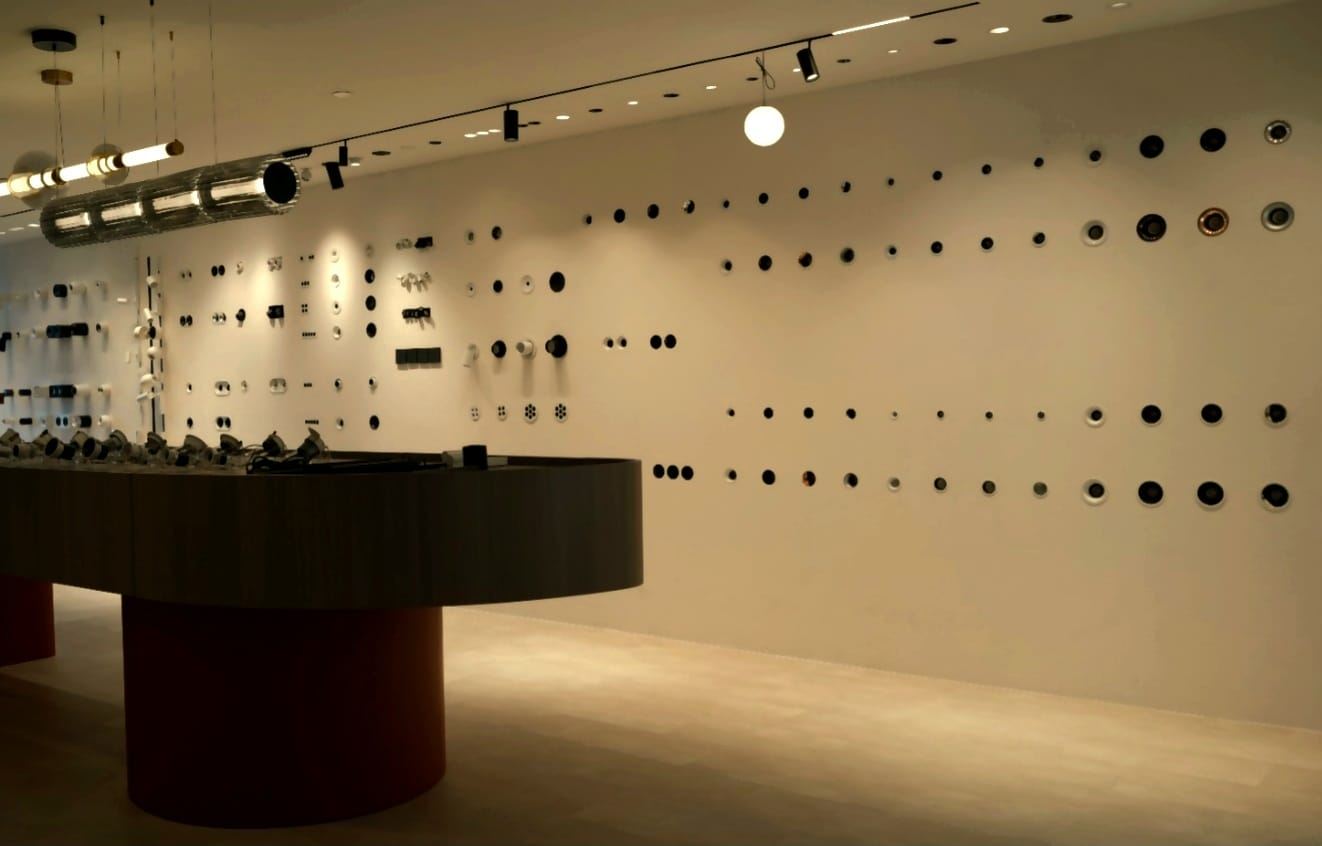 PACKA LIGHTHOUSE lighting showroom interior at Vertex Building, fit-out by MD Projects, view 6