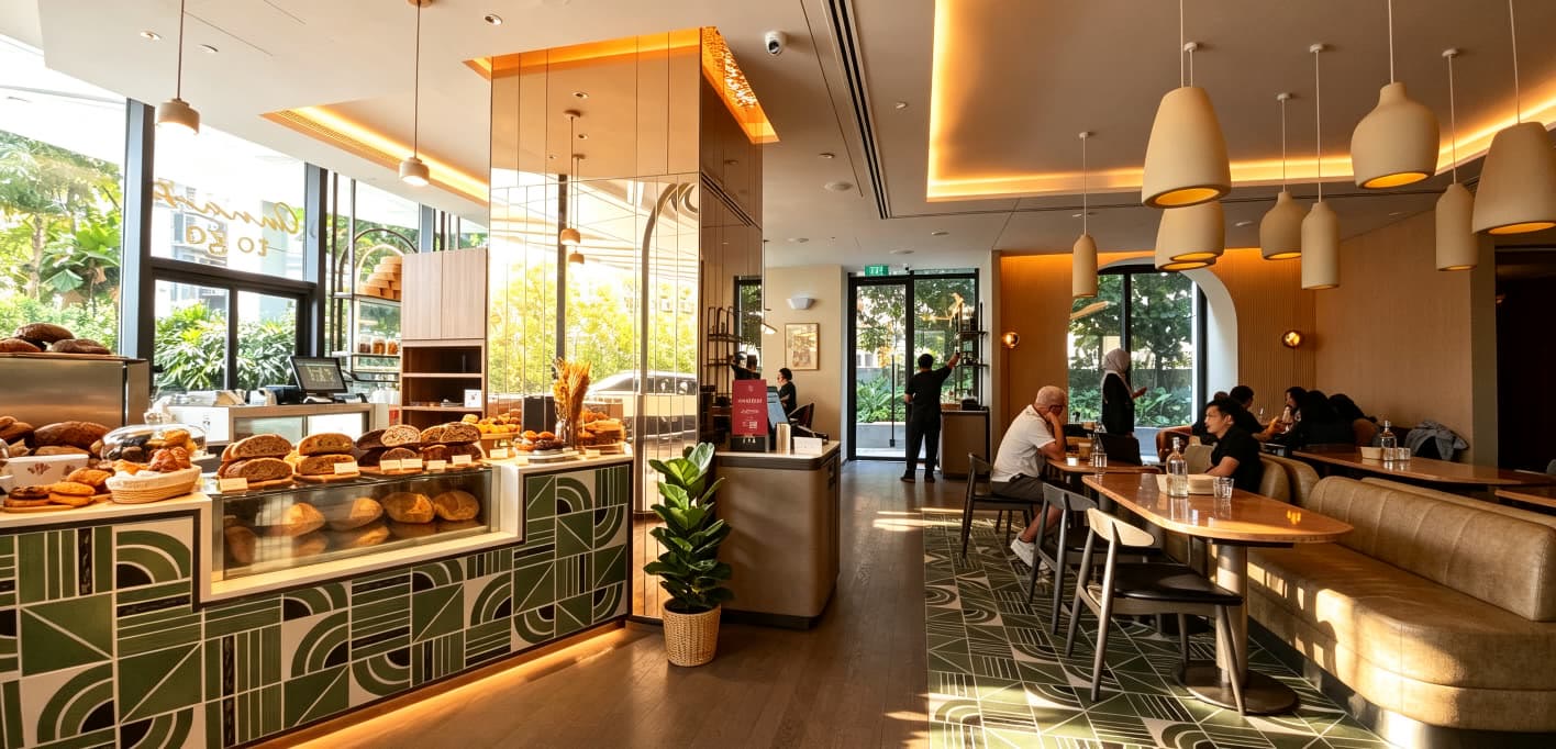 ANNA'S bakery-café interior at Mondrian Singapore Duxton, fit-out by MD Projects, view 4